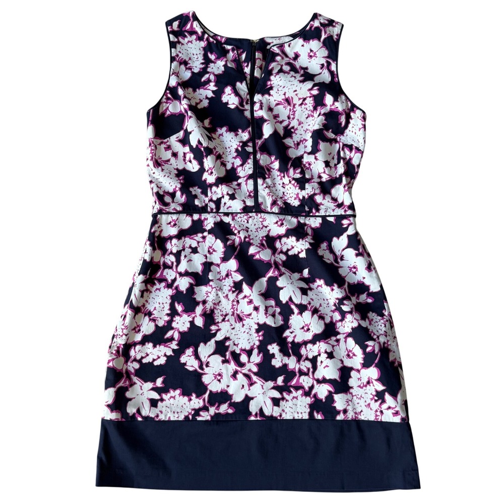 Tommy Hilfiger Floral Sheath Dress Navy Pink White Cotton Stretch Size 8